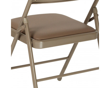 BLNK™ HERCULES Series Vinyl Double Braced Folding Chair - Beige