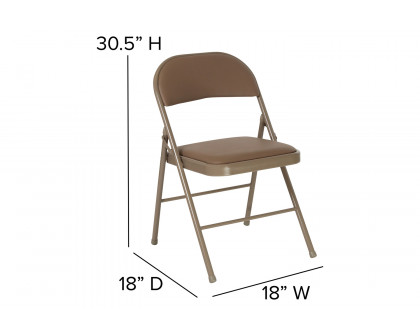 BLNK™ HERCULES Series Vinyl Double Braced Folding Chair - Beige