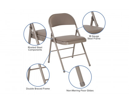 BLNK™ HERCULES Series Vinyl Double Braced Folding Chair - Gray