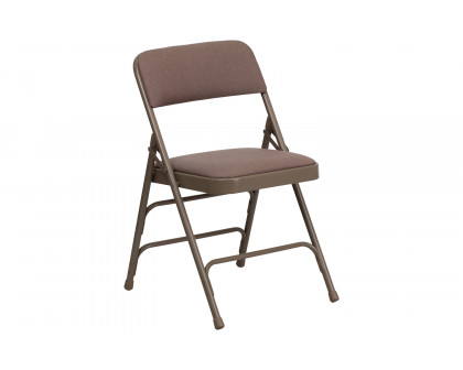 BLNK™ HERCULES Series Fabric Curved Triple Braced and Double Hinged Metal Folding Chair - Beige