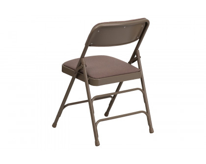 BLNK™ HERCULES Series Fabric Curved Triple Braced and Double Hinged Metal Folding Chair - Beige