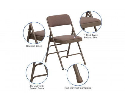 BLNK™ HERCULES Series Fabric Curved Triple Braced and Double Hinged Metal Folding Chair - Beige