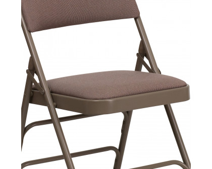 BLNK™ HERCULES Series Fabric Curved Triple Braced and Double Hinged Metal Folding Chair - Beige