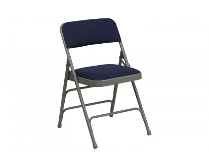 BLNK™ HERCULES Series Fabric Curved Triple Braced and Double Hinged Metal Folding Chair - Navy