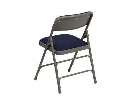 BLNK™ HERCULES Series Fabric Curved Triple Braced and Double Hinged Metal Folding Chair - Navy