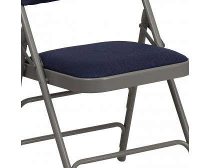 BLNK™ HERCULES Series Fabric Curved Triple Braced and Double Hinged Metal Folding Chair - Navy