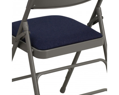 BLNK™ HERCULES Series Fabric Curved Triple Braced and Double Hinged Metal Folding Chair - Navy