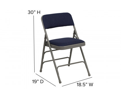 BLNK™ HERCULES Series Fabric Curved Triple Braced and Double Hinged Metal Folding Chair - Navy