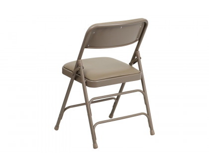 BLNK HERCULES Series Vinyl Curved Triple Braced and Double Hinged Metal Folding Chair - Beige