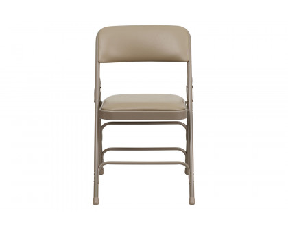 BLNK HERCULES Series Vinyl Curved Triple Braced and Double Hinged Metal Folding Chair - Beige