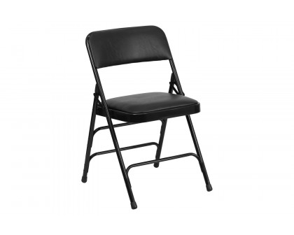 BLNK™ HERCULES Series Vinyl Curved Triple Braced and Double Hinged Metal Folding Chair - Black