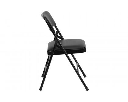 BLNK™ HERCULES Series Vinyl Curved Triple Braced and Double Hinged Metal Folding Chair - Black