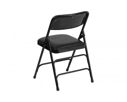 BLNK™ HERCULES Series Vinyl Curved Triple Braced and Double Hinged Metal Folding Chair - Black