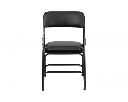 BLNK™ HERCULES Series Vinyl Curved Triple Braced and Double Hinged Metal Folding Chair - Black