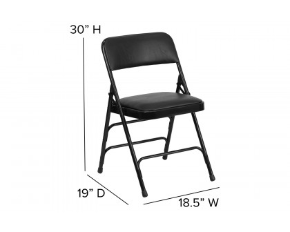 BLNK™ HERCULES Series Vinyl Curved Triple Braced and Double Hinged Metal Folding Chair - Black