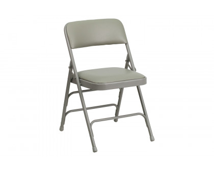 BLNK HERCULES Series Vinyl Curved Triple Braced and Double Hinged Metal Folding Chair - Gray