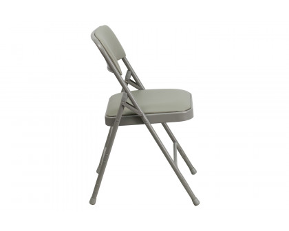 BLNK HERCULES Series Vinyl Curved Triple Braced and Double Hinged Metal Folding Chair - Gray