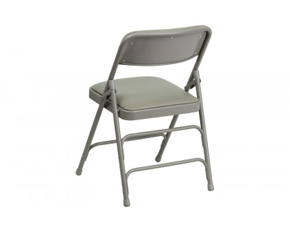 BLNK HERCULES Series Vinyl Curved Triple Braced and Double Hinged Metal Folding Chair - Gray