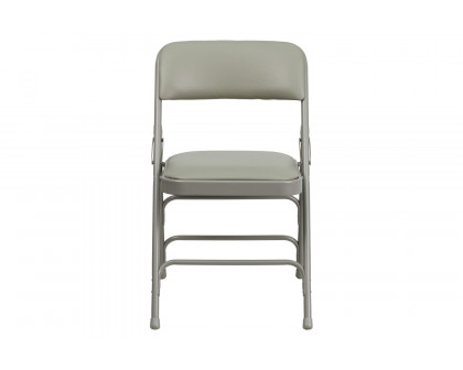 BLNK HERCULES Series Vinyl Curved Triple Braced and Double Hinged Metal Folding Chair - Gray