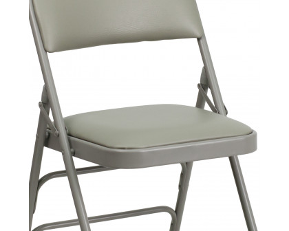 BLNK HERCULES Series Vinyl Curved Triple Braced and Double Hinged Metal Folding Chair - Gray