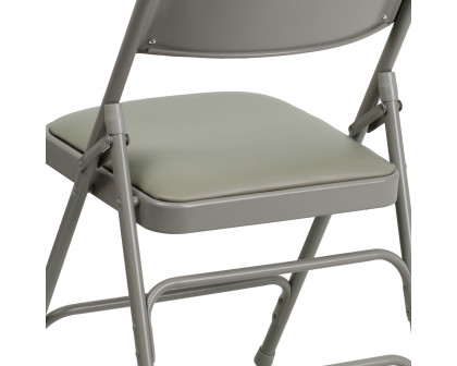 BLNK HERCULES Series Vinyl Curved Triple Braced and Double Hinged Metal Folding Chair - Gray