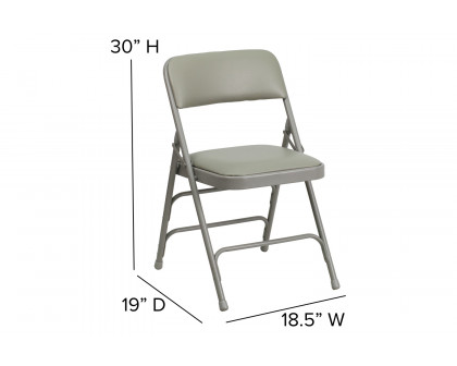 BLNK HERCULES Series Vinyl Curved Triple Braced and Double Hinged Metal Folding Chair - Gray