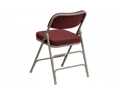 BLNK HERCULES Series Style 2 Fabric Premium Curved Triple Braced and Double Hinged Metal Folding Chair - Burgundy