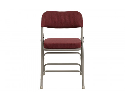 BLNK HERCULES Series Style 2 Fabric Premium Curved Triple Braced and Double Hinged Metal Folding Chair - Burgundy