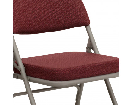 BLNK HERCULES Series Style 2 Fabric Premium Curved Triple Braced and Double Hinged Metal Folding Chair - Burgundy