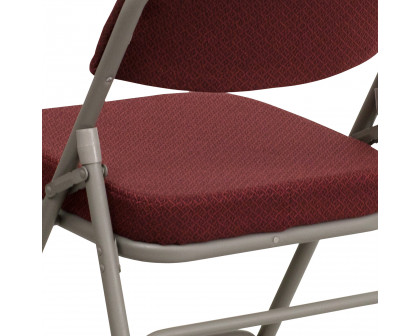 BLNK HERCULES Series Style 2 Fabric Premium Curved Triple Braced and Double Hinged Metal Folding Chair - Burgundy