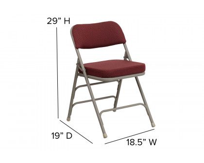 BLNK HERCULES Series Style 2 Fabric Premium Curved Triple Braced and Double Hinged Metal Folding Chair - Burgundy