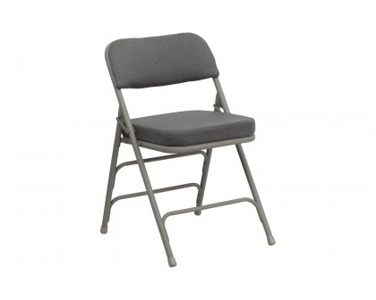 BLNK HERCULES Series Style 2 Fabric Premium Curved Triple Braced and Double Hinged Metal Folding Chair - Gray