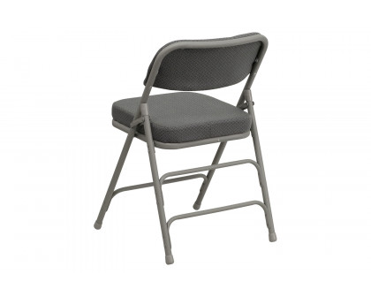 BLNK HERCULES Series Style 2 Fabric Premium Curved Triple Braced and Double Hinged Metal Folding Chair - Gray