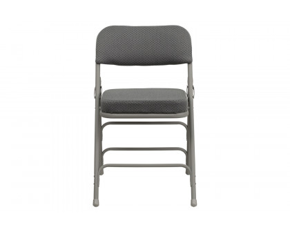 BLNK HERCULES Series Style 2 Fabric Premium Curved Triple Braced and Double Hinged Metal Folding Chair - Gray