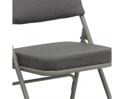 BLNK HERCULES Series Style 2 Fabric Premium Curved Triple Braced and Double Hinged Metal Folding Chair - Gray