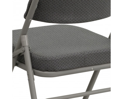 BLNK HERCULES Series Style 2 Fabric Premium Curved Triple Braced and Double Hinged Metal Folding Chair - Gray