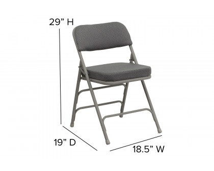 BLNK HERCULES Series Style 2 Fabric Premium Curved Triple Braced and Double Hinged Metal Folding Chair - Gray