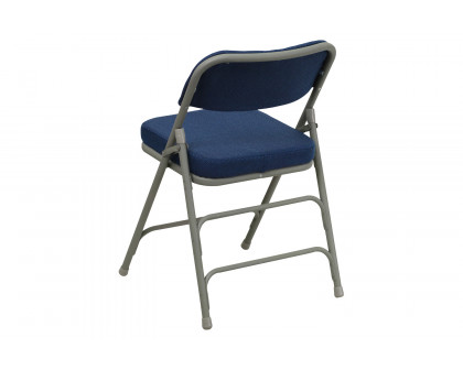 BLNK HERCULES Series Style 2 Fabric Premium Curved Triple Braced and Double Hinged Metal Folding Chair - Navy