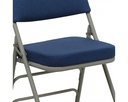 BLNK HERCULES Series Style 2 Fabric Premium Curved Triple Braced and Double Hinged Metal Folding Chair - Navy