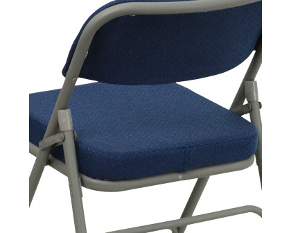 BLNK HERCULES Series Style 2 Fabric Premium Curved Triple Braced and Double Hinged Metal Folding Chair - Navy