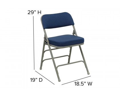 BLNK HERCULES Series Style 2 Fabric Premium Curved Triple Braced and Double Hinged Metal Folding Chair - Navy