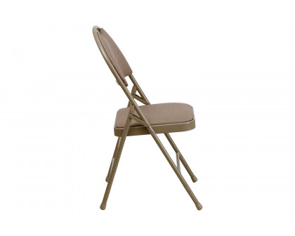 BLNK HERCULES Series Fabric Ultra-Premium Triple Braced Metal Folding Chair with Easy-Carry Handle - Beige