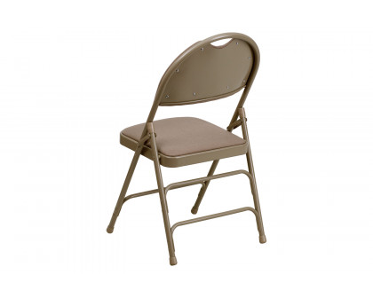 BLNK HERCULES Series Fabric Ultra-Premium Triple Braced Metal Folding Chair with Easy-Carry Handle - Beige