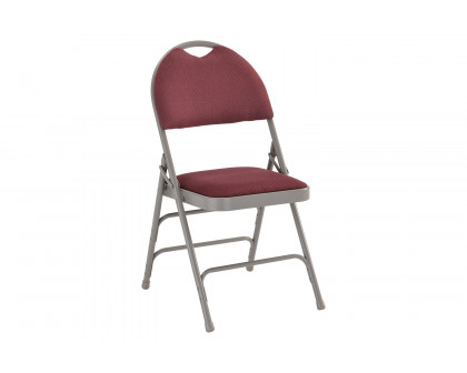 BLNK HERCULES Series Fabric Ultra-Premium Triple Braced Metal Folding Chair with Easy-Carry Handle - Burgundy