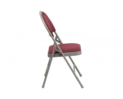 BLNK HERCULES Series Fabric Ultra-Premium Triple Braced Metal Folding Chair with Easy-Carry Handle - Burgundy