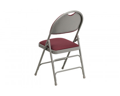 BLNK HERCULES Series Fabric Ultra-Premium Triple Braced Metal Folding Chair with Easy-Carry Handle - Burgundy