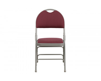 BLNK HERCULES Series Fabric Ultra-Premium Triple Braced Metal Folding Chair with Easy-Carry Handle - Burgundy