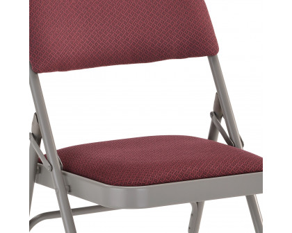 BLNK HERCULES Series Fabric Ultra-Premium Triple Braced Metal Folding Chair with Easy-Carry Handle - Burgundy