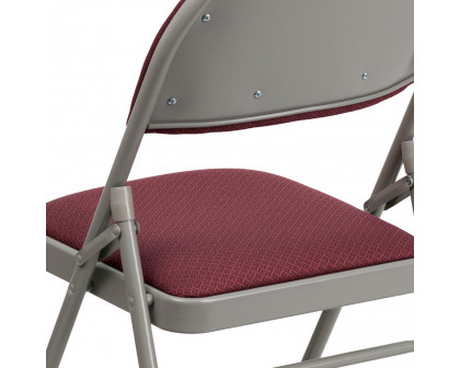 BLNK HERCULES Series Fabric Ultra-Premium Triple Braced Metal Folding Chair with Easy-Carry Handle - Burgundy