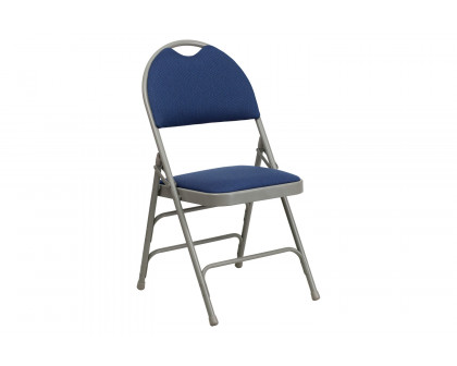 BLNK HERCULES Series Fabric Ultra-Premium Triple Braced Metal Folding Chair with Easy-Carry Handle - Navy